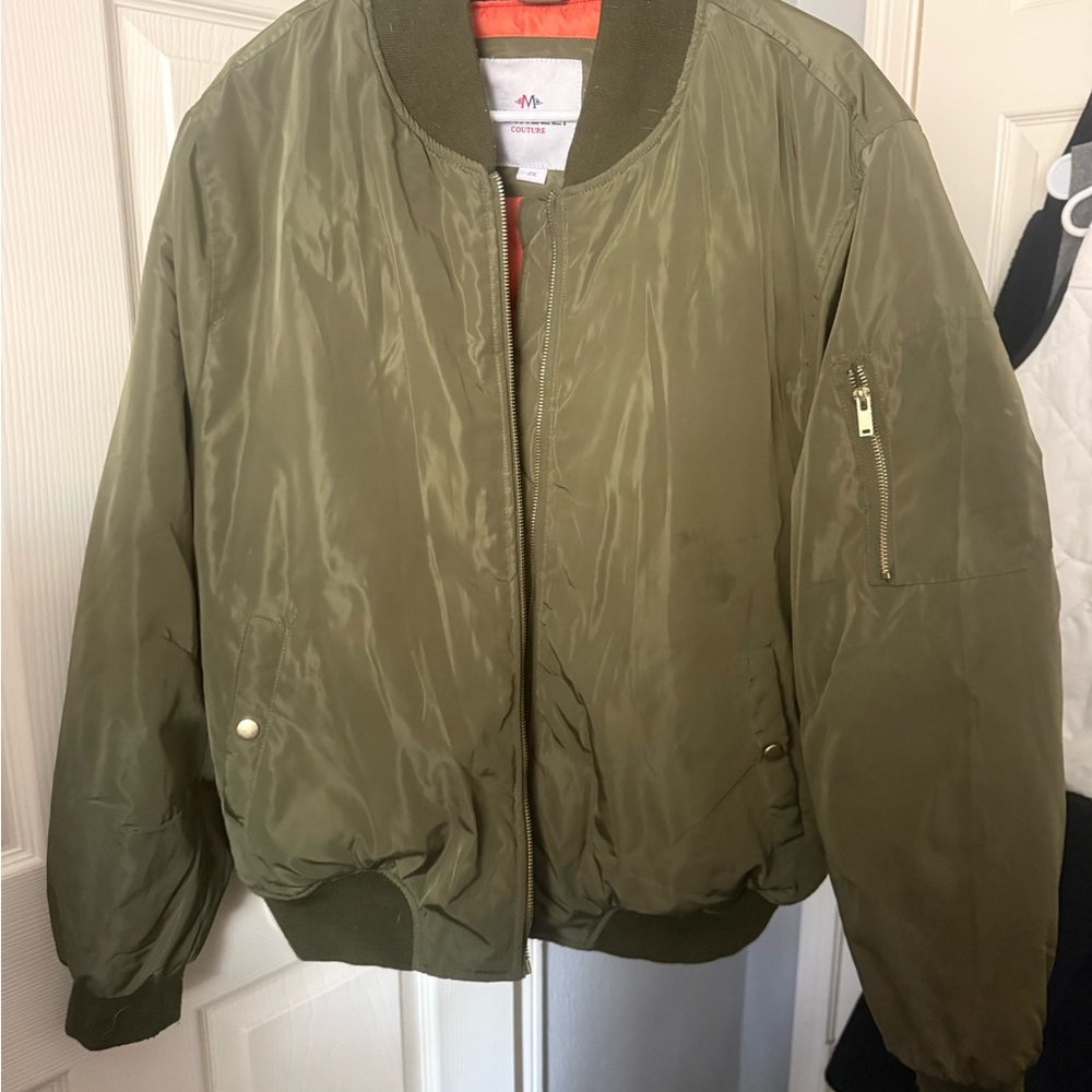 Men's Olive Green Bomber Jacket - Unbranded